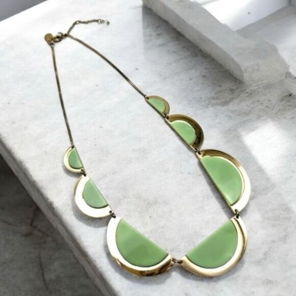 Ann Taylor Jewelry - Ann Taylor LOFT jewelry polished gold Light green semi circle cluster necklace